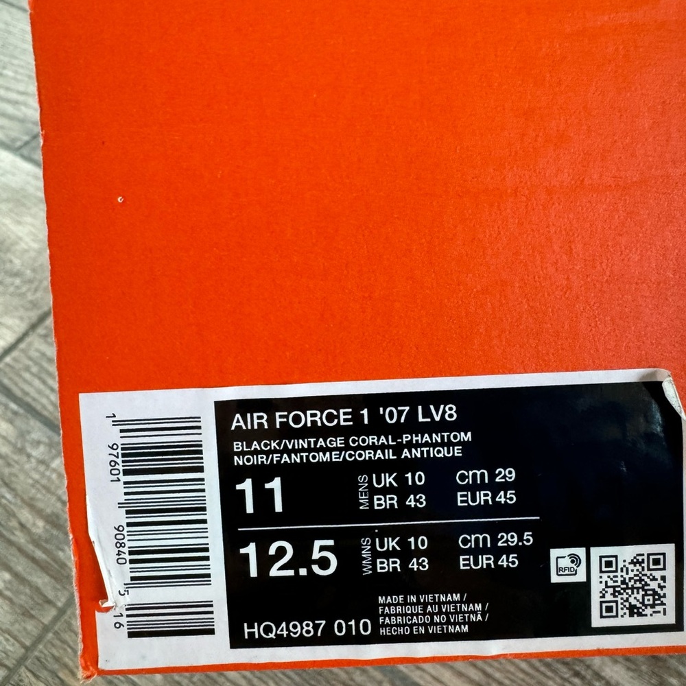 New Nike Air Force 1 Low ‘07 LV8 “Black Vintage Coral”Men’s Sneakers HQ4987 010 - Picture 10 of 12